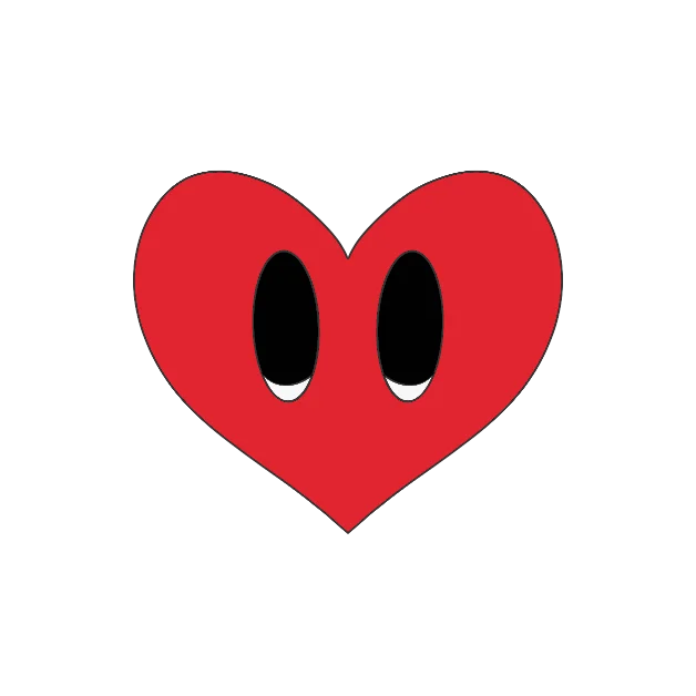 The Heart: a red heart with big eyes